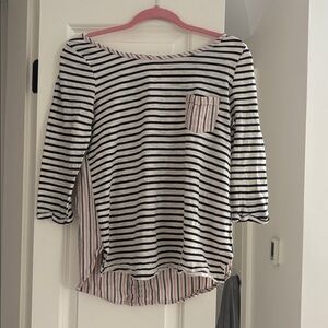 Anthropologie Black and White Striped Long Sleeve Tee